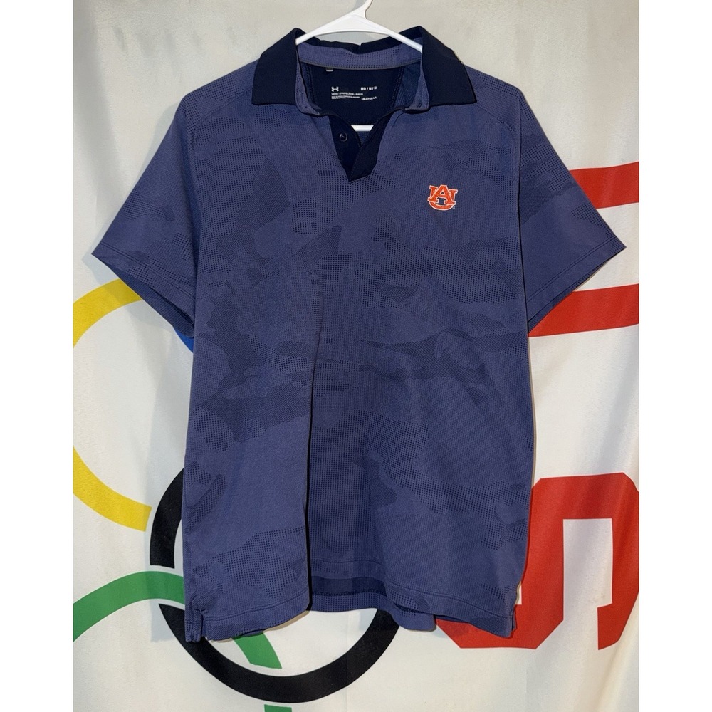 Under Armour Auburn Tigers Polo Shirt Mens Medium Football Golf Camo